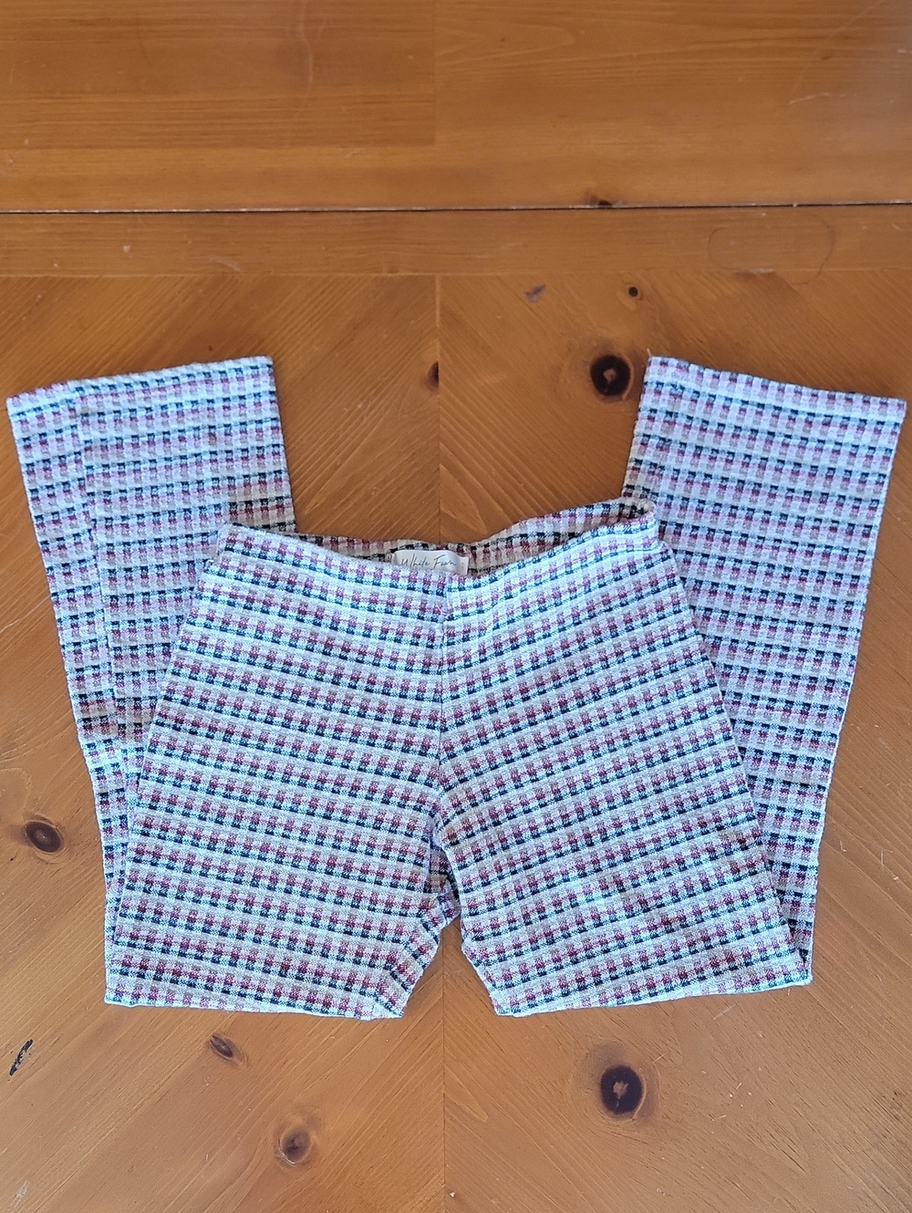 🍒 White Fawn Girls Plaid Kicker Stretch Flare Pants Tillys Size Small 7/8
